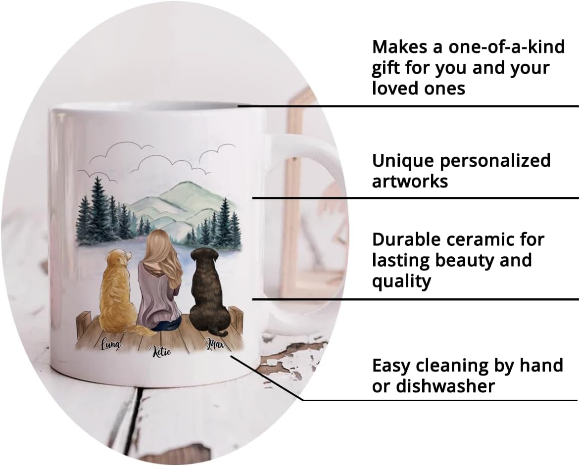 Gossby Personalized Dog Themed Mug - Life is Better with Dogs (Girl - 2 Dogs) - Customized Dog Lover Mug for Dog Mom - 11oz, 15oz