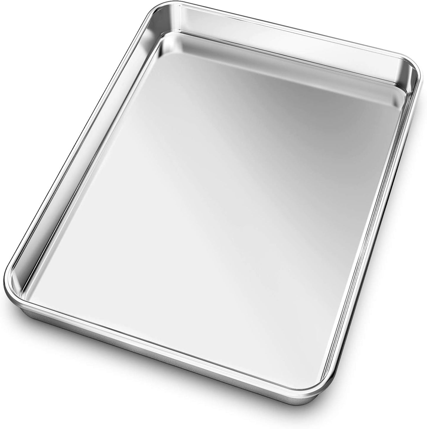 Baking Sheet, Yododo Stainless Steel Baking Pans Tray Cookie Sheet Toaster Oven Tray Pan Cookie Pan, Non Toxic & Healthy, Superior Mirror Finish & Rust Free, Easy Clean & Dishwasher Safe - 10.4 inch