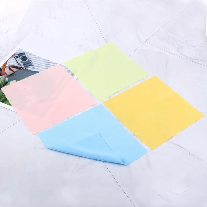 100pcs Microfiber Glasses Cleaning Cloth, 5.1" x 5.1" Lens Screen Cleaning Cloths, for Eyeglasses Laptops Phones Screen
