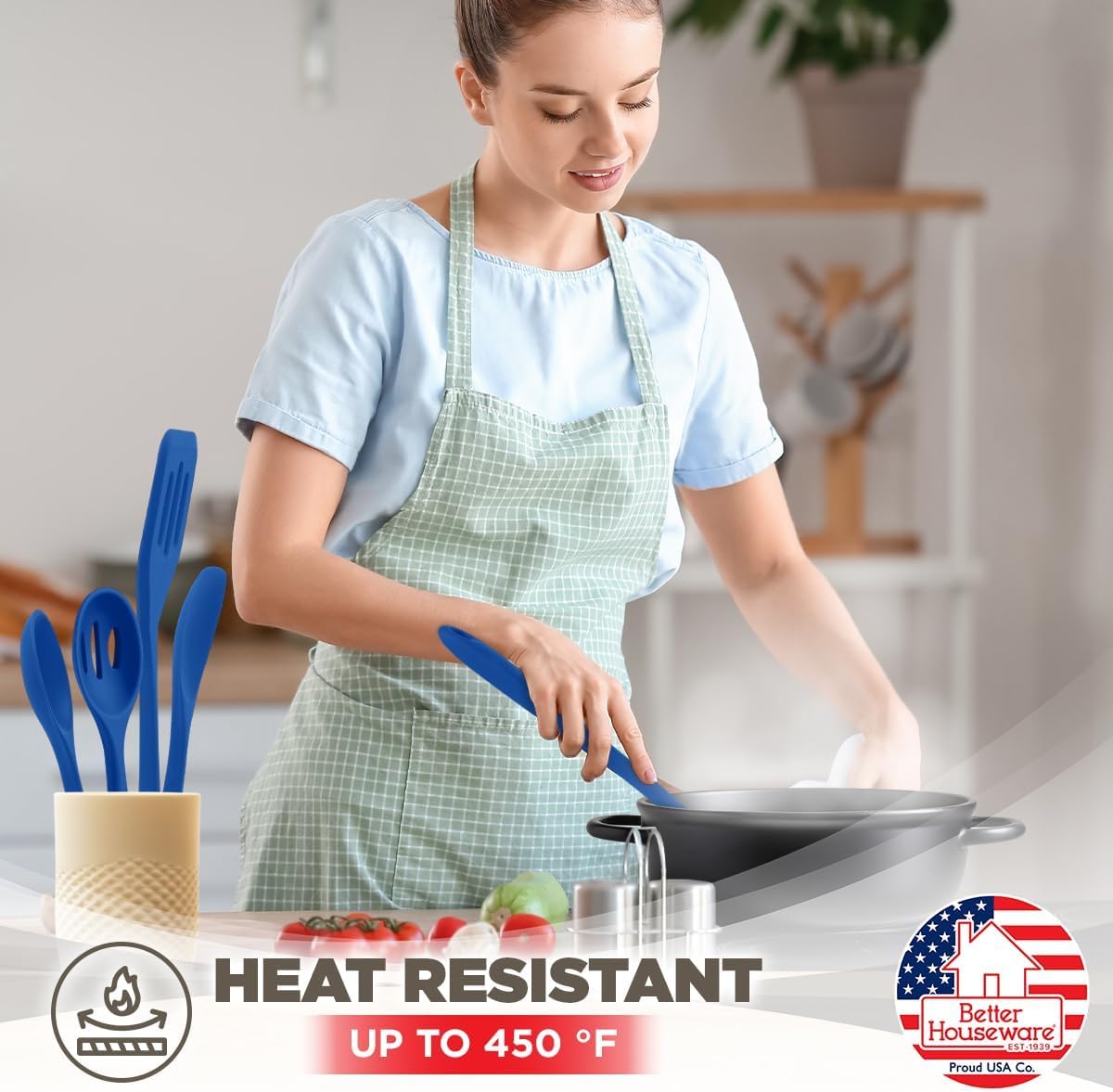 Better Houseware 5Piece Silicone Cooking Utensil Set, , Blue
