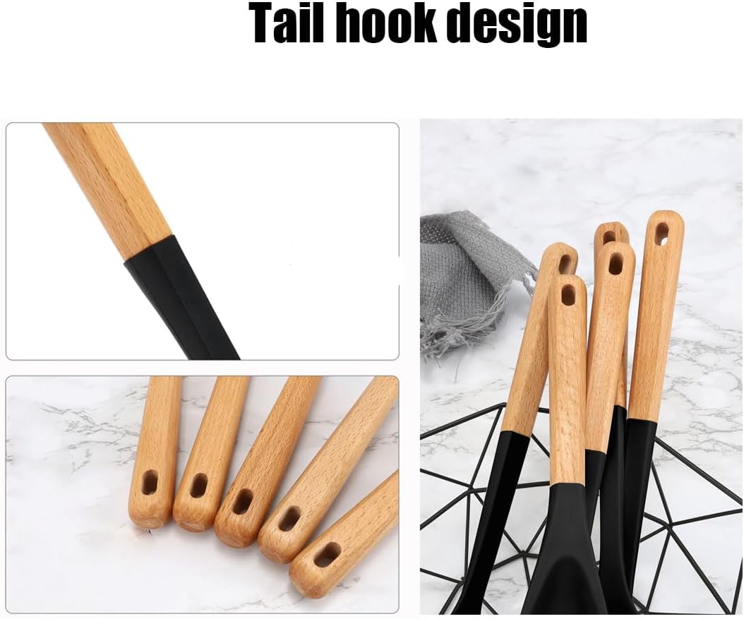 Spatula Spoons, Kitchen 3 In 1silicone Cooking Spoon One-Piece Design Multi-Function Spatula Scoon for Mixing, Scoop, and Scrape (black & Khaki)