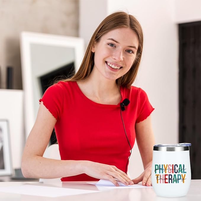 Funny Physical Therapy Physical Therapist Gifts Wine Tumbler Occupational Therapy Gifts for Women Men Doctor Coworker Physiotherapist Assistant Birthday Christmas Insulated Wine Glasses 12 oz Tumbler