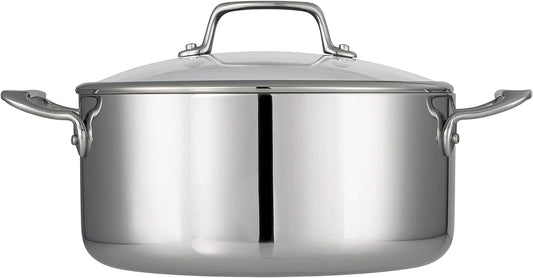 Tramontina Tri-Ply Clad Stainless Steel 5-Quart Dutch Oven Pot with Glass Lid, Induction-Ready, Dishwasher-Safe, NSF-Certified