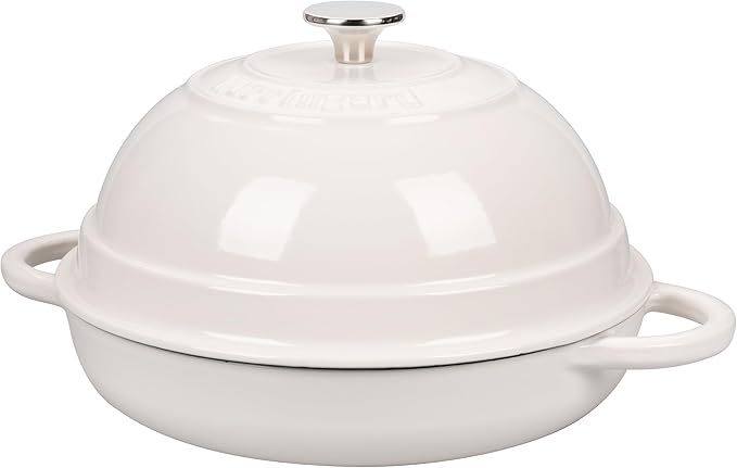 Cast Iron Enameled Dutch Oven Pot with Lid for Bread Baking, Bread Oven, 6 Quart, White