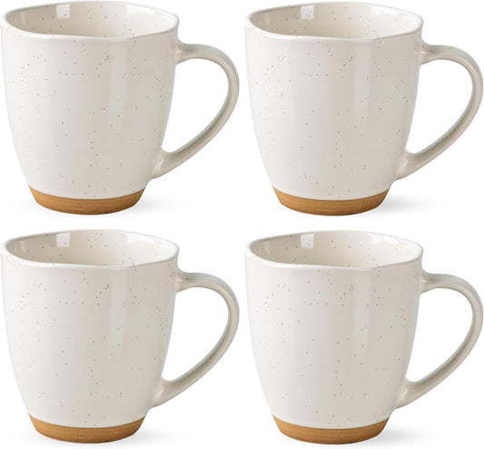 AmorArc 12oz Coffee Mugs, Ceramic Coffee Mugs set of 4 for Man, Woman, Dad, Mom, Modern Coffee Cups with handle for Latte/Cappuccino/Milk/Cocoa. Dishwasher&Microwave Safe, Light Beige