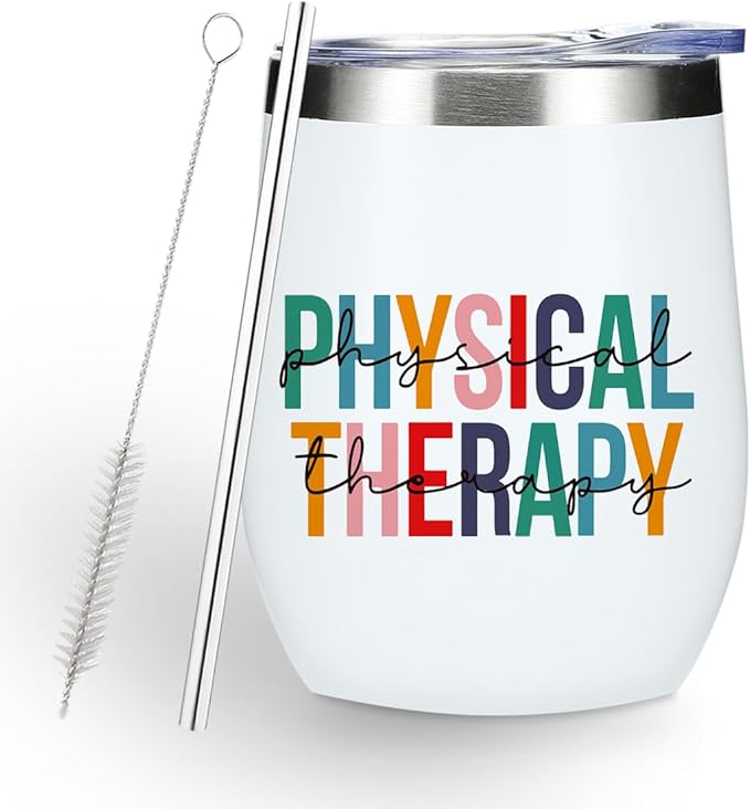 Funny Physical Therapy Physical Therapist Gifts Wine Tumbler Occupational Therapy Gifts for Women Men Doctor Coworker Physiotherapist Assistant Birthday Christmas Insulated Wine Glasses 12 oz Tumbler