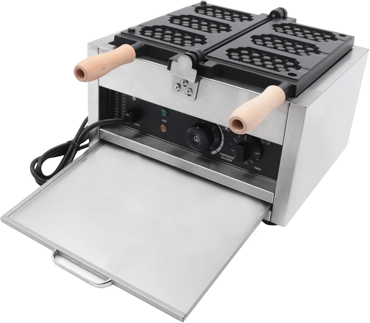 1400W Commercial Waffle Maker, Double-Sided Honeycomb Waffle Maker with Adjustable Temperature and Timer, Stainless Steel 3 Mold Waffle Machine for Homes Restaurants