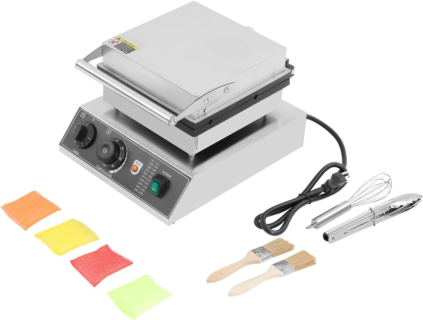 1.7kw Waffle Stick Making Machine, 11.81x14.17x9.45in Electric Waffles Making Machine, Desktop Stainless Steel Waffle Making Machine with 4 Wheat Stalk Shape, 122-572℉, Dual Separate Knobs