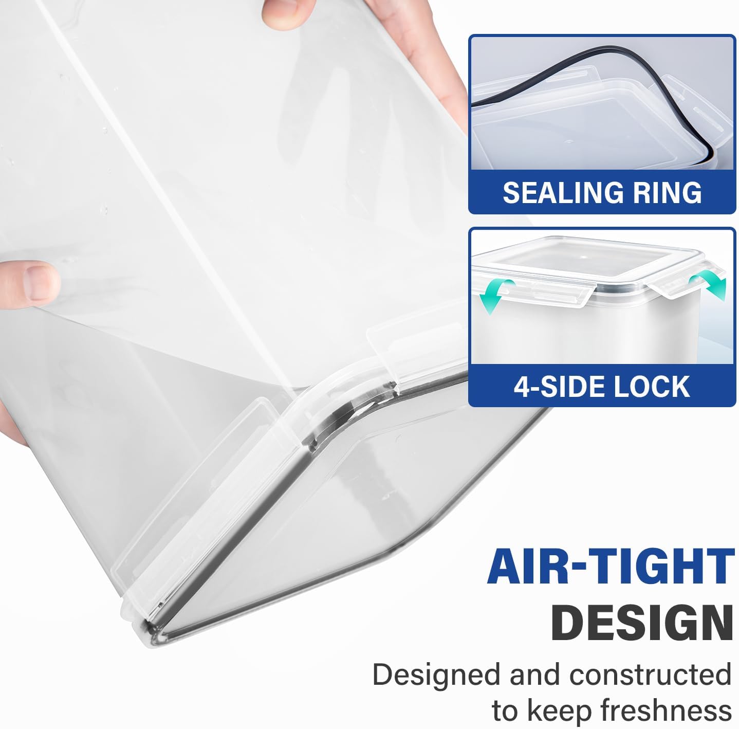 2-Piece Extra Large Food Storage Containers (6.5L/Each) Airtight Pantry Storage Containers Organiser Dry Food Canisters Plastic Leak-proof Canisters for Home & Kitchen with Labels & Pen