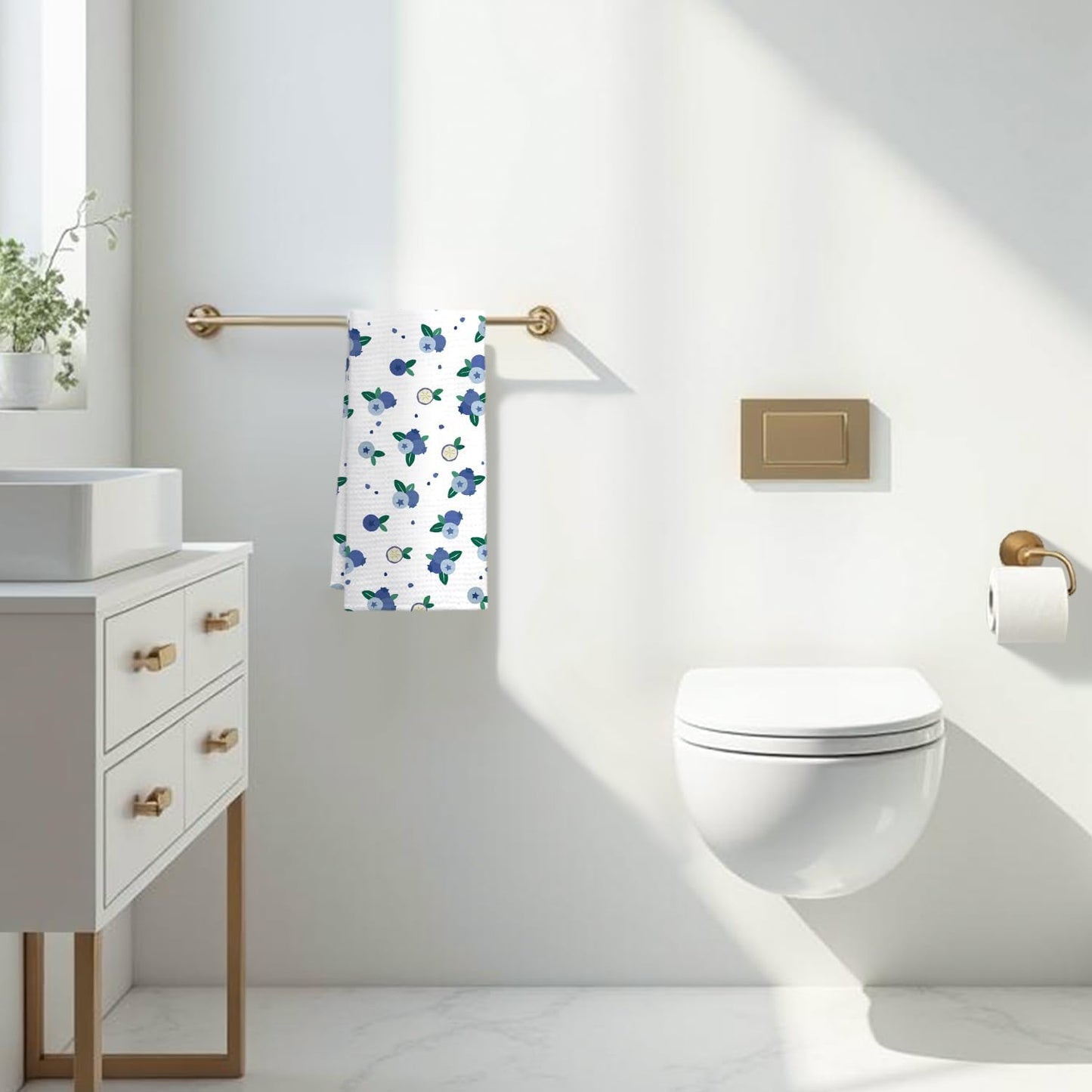 Blueberry Decor Kitchen Towel, Blueberry Hand Towel Dish Towel for Kitchen Bathroom Decor, Fruit Lover Gifts, 16x24 Inches