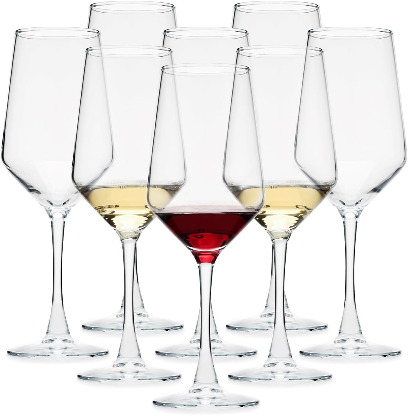 Wine Glasses Set of 8, 13.5oz Red White Wine Glasses,Lead-free Long Stem Wine Glasses for Home, Party, Wedding, Ideal Wine Accessories Gift,Clear