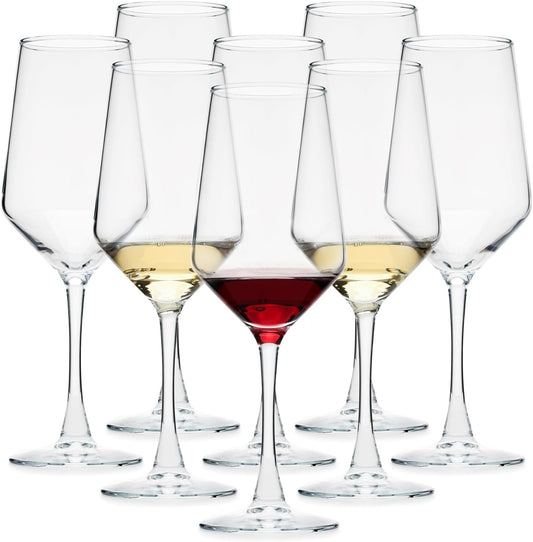 Wine Glasses Set of 8, 13.5oz Red White Wine Glasses,Lead-free Long Stem Wine Glasses for Home, Party, Wedding, Ideal Wine Accessories Gift,Clear
