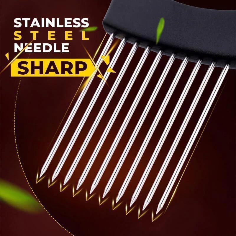 Onion Slice Holder, 2025 Upgraded Stainless Steel Onion Holder for Slicing Lemon Slicer Vegetable Cutter, Kitchen Chopper Slicing Assistant Tool for Meat, Onion, Potato, Tomato (2, C)