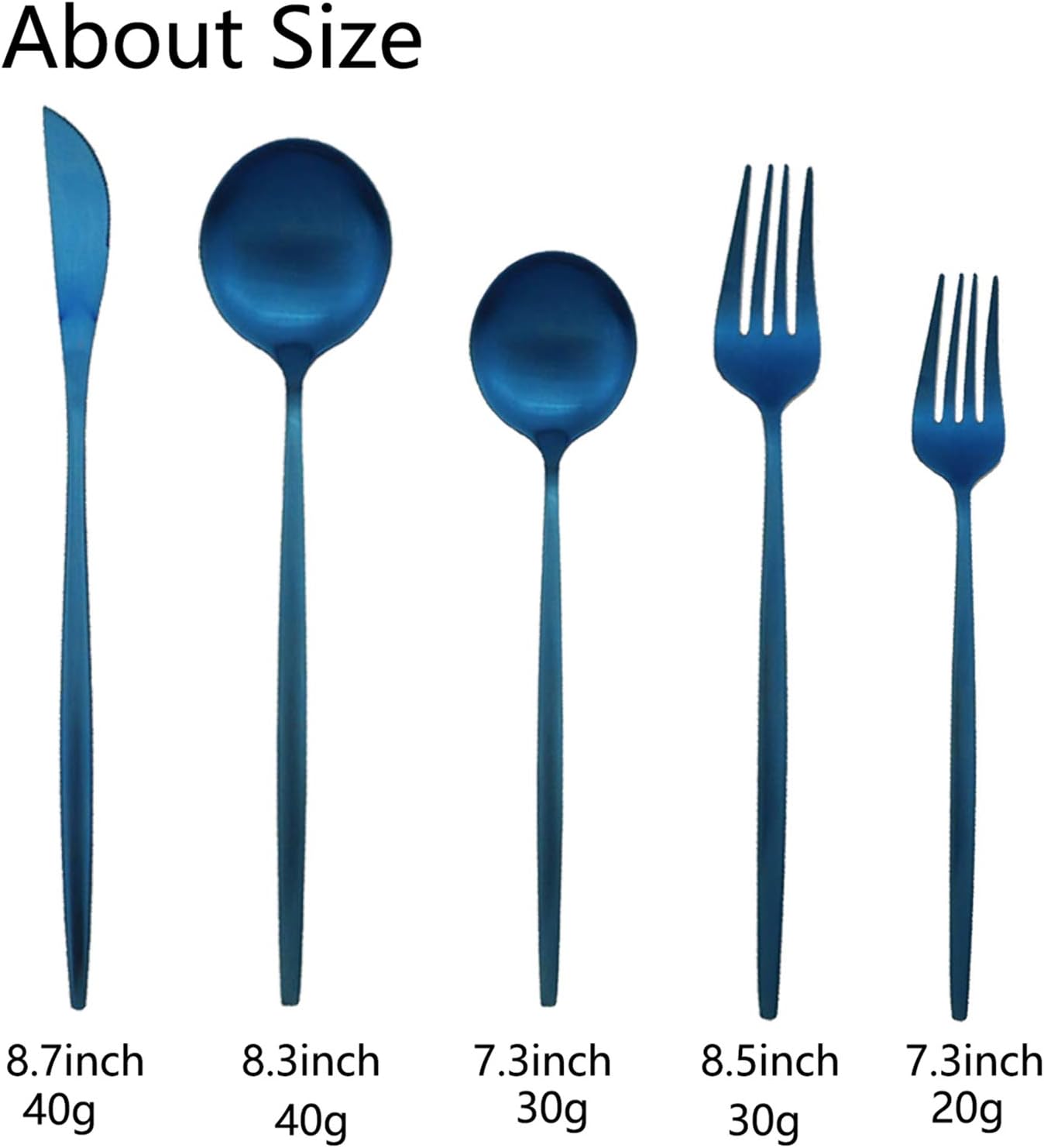 JASHII Flatware Silverware Set Stainless Steel Satin Finish Cutlery Set Service for 6, 30-Piece Spoons And Forks Kitchen Utensil Set, Dishwasher Safe (Matte Blue)