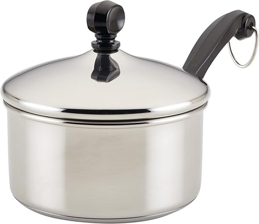 Farberware Classic Stainless Steel Sauce Pan/Saucepan with Lid, 1 Quart, Silver,50000,11.2"D x 6.3"W x 4.4"H
