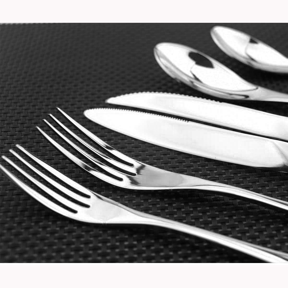 Flatware Set 18/10 Stainless Steel Mirror Polished Silver Cutlery - Silverware Utensil Set of Steak Knife Dinner Fork Knife Spoon Salad Fork Dessert Spoon,24 Piece Service for 4