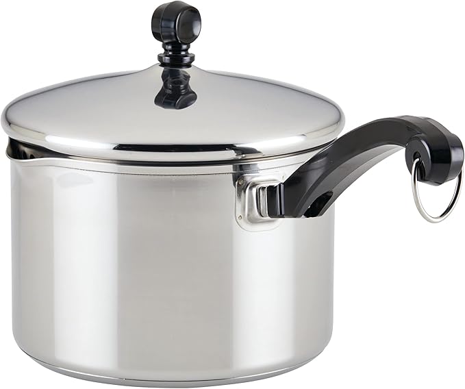 Farberware Classic Stainless Steel 3-Quart Covered Straining Saucepan - - Silver
