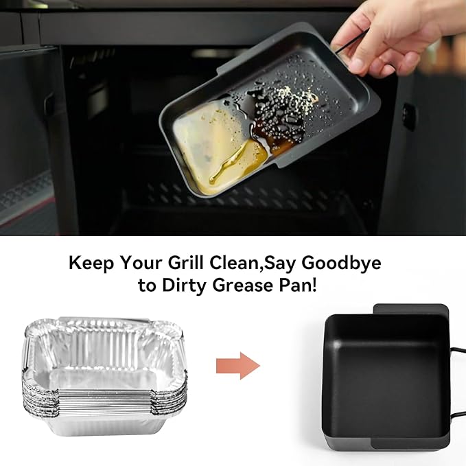 Grill Drip Pan for Nexgrill 720-0830H 720-0888N 720-0925P 720-0896 720-08882A, Grease Catcher Cup Box for Cuisinart CGG-7400,CGG-8500, Holder Drip Tray with 15Pack Aluminum Foil Liners