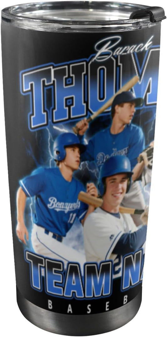YESCUSTOM Personalized Tumbler With Photos For Baseball Lover Boyfriend Stainless Steel Travel Mug Insulated