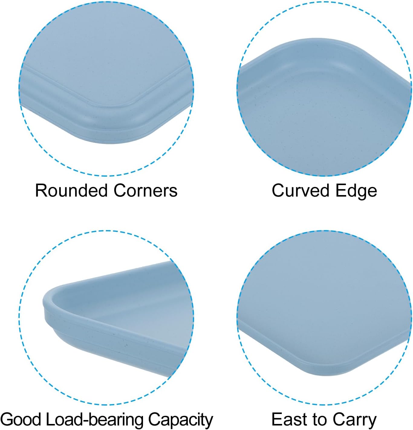 PATIKIL 12x9 Fast Food Tray, 2 Pack PP Plastic Reusable Multi-Purpose Non-Slip Rectangle Serving Tray for Cafeteria Restaurant Home Kitchen, Blue