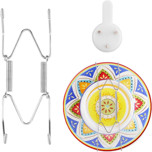 Plate Hangers for The Wall Suitable for 4-5 inch Small Decorative Plate, Invisible Stainless Steel Plate Hangers for Display with Wall Hooks, for Plates/Platter/Dish/Picture(Silver)