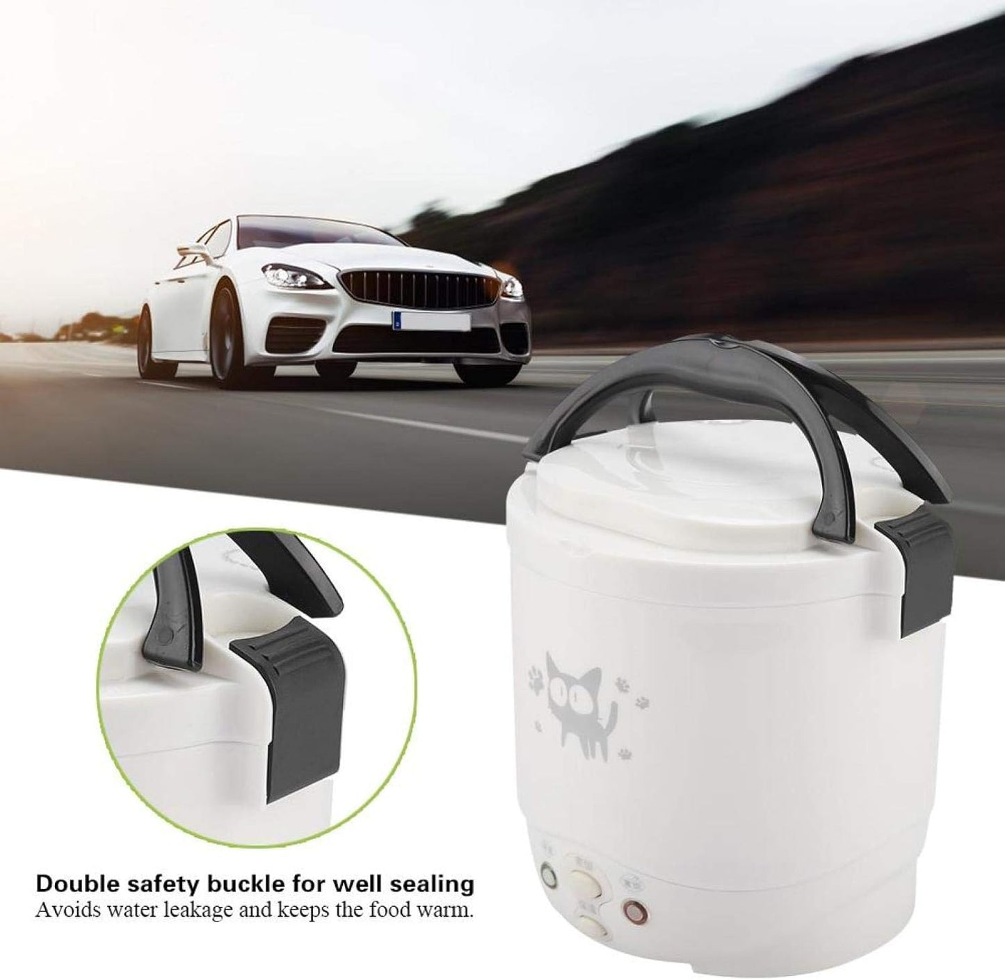 Joyzan Mini Rice Cooker for Car, Small Portable Travel Food Steamer Electric Multifunctional Lunch Box Non Stick Automatic Pot Cooking Heating Keep Warm Function Camping Noodles Soup Vegetable 1L 12V