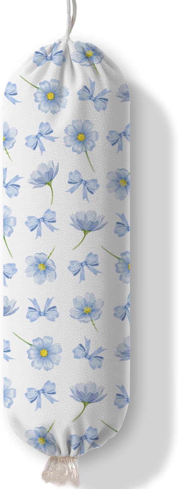 Plastic Bag Holder Dispenser, Plastic Grocery Bag Organizer & Wall Mount Paper Trash Bags Saver Storage for Kitchen Home Pantry Decor - Blue Floral Shopping Bags Storage Dispenser