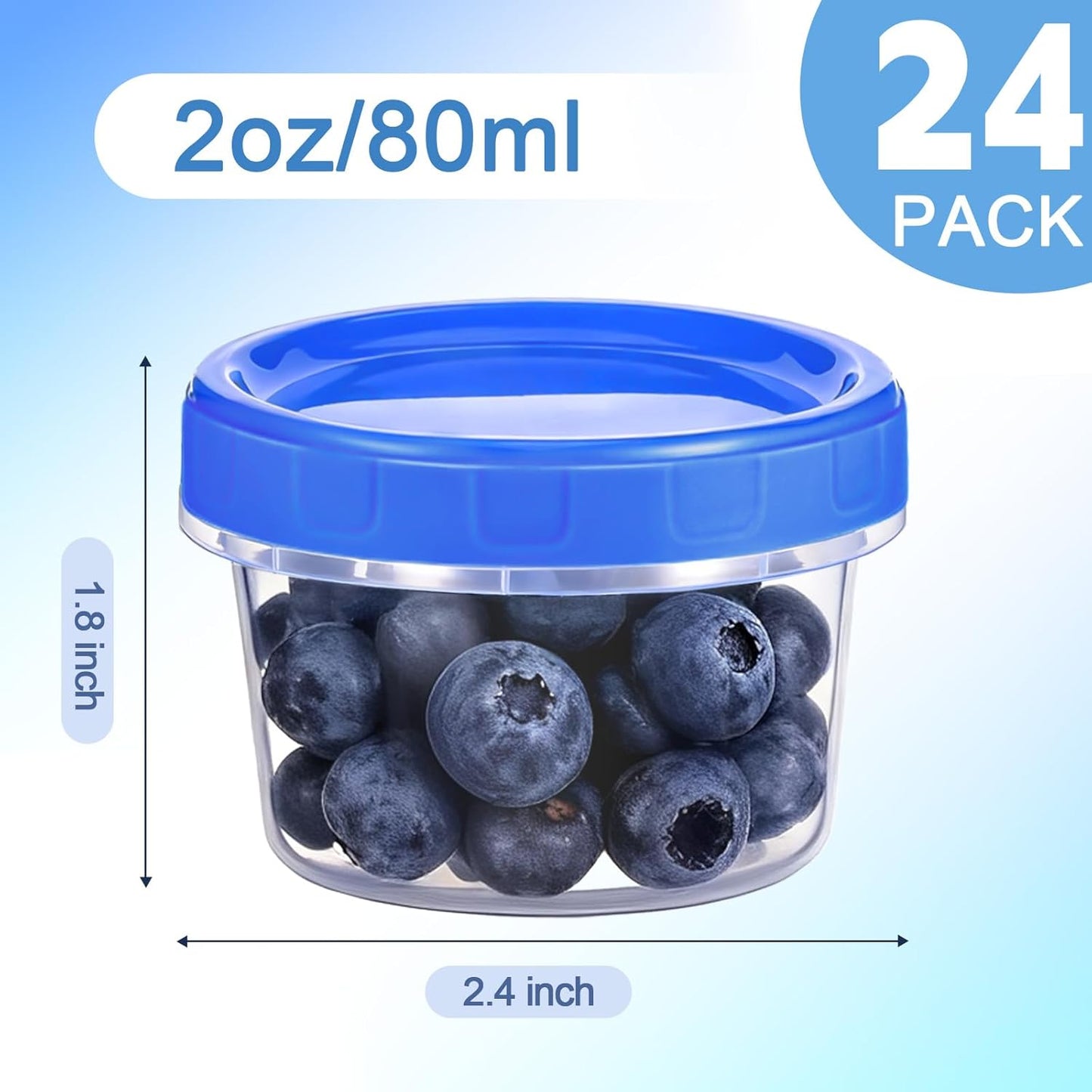 24 Pcs 2 oz Salad Dressing Container To Go Small Sauce Containers with Lids, Reusable Condiment Cups for Lunch Box, Airtight Freezer Storage Containers, Microwave & Dishwasher Safe