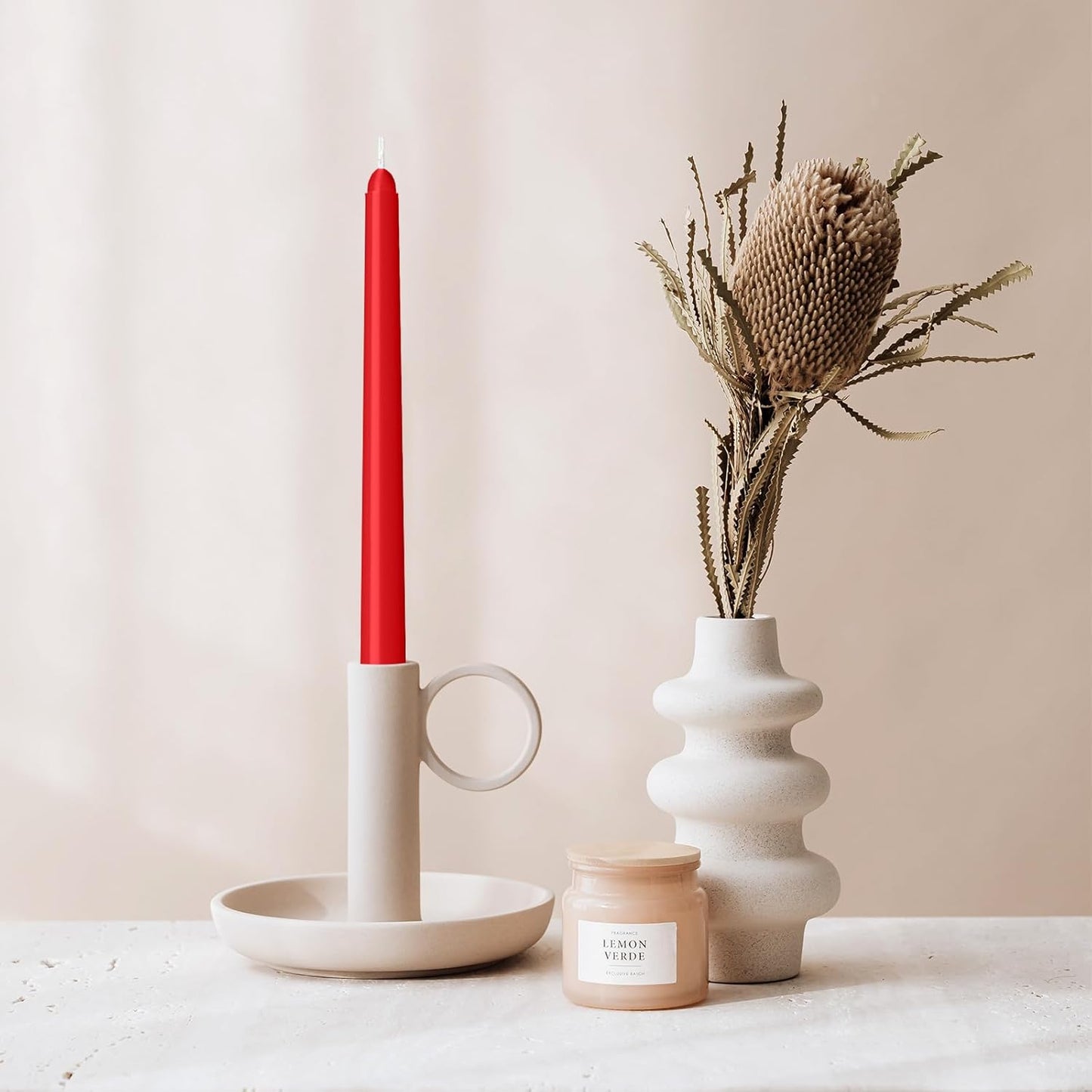 12 Pack Red Taper Candles - Taper Candles 10 Inch Dripless, Smokeless & Unscented - 8 Hours Long Burning - Hand Poured Tall Candlesticks - Ideal for Weddings, Dinner Parties, and Home Decor