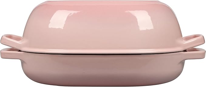 Enameled Cast Iron Oval Dutch Oven Pot with Lid, Dutch Oven for Sourdough Bread Baking, Oval Bread Pan, 7qt, Pink