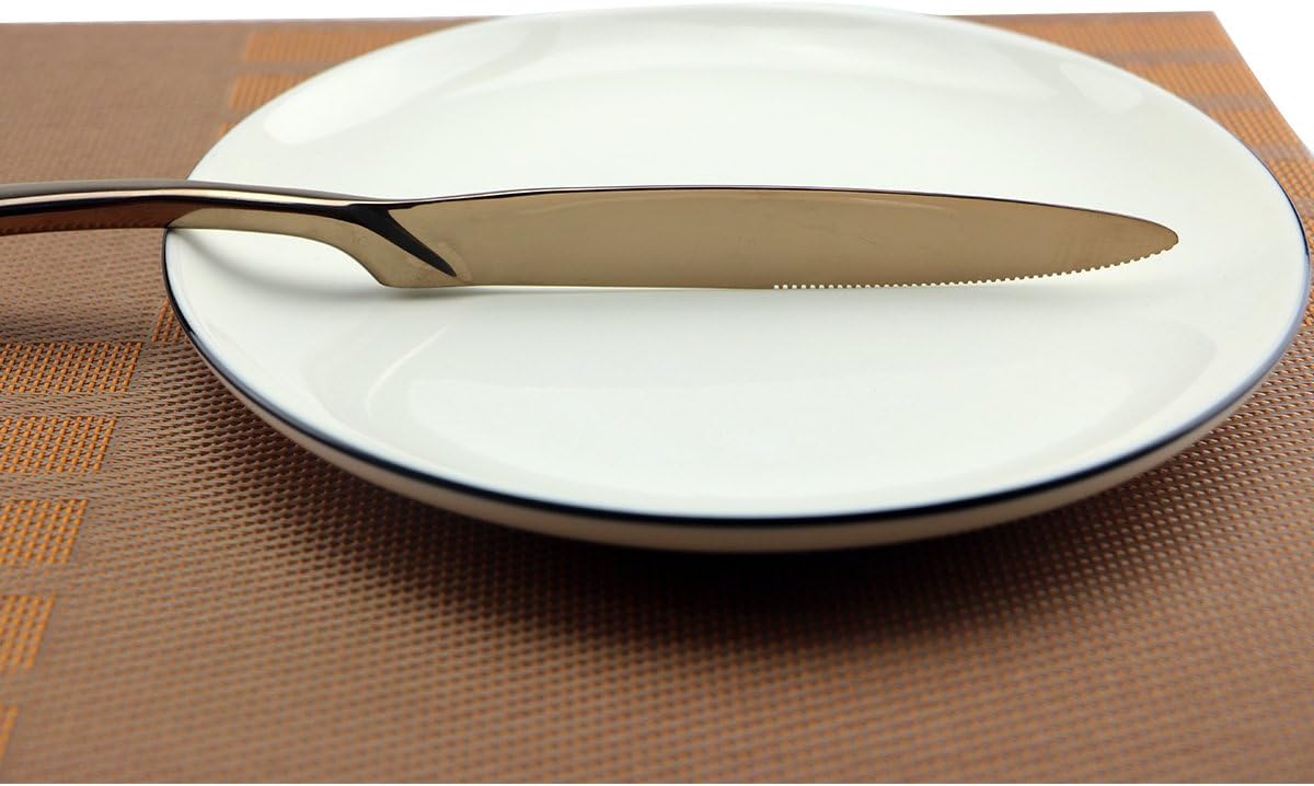 Cutlery Set Rose Gold, 5 Piece Rose Gold Plated Stainless Steel Silverware Flatware Sets, Service for 1