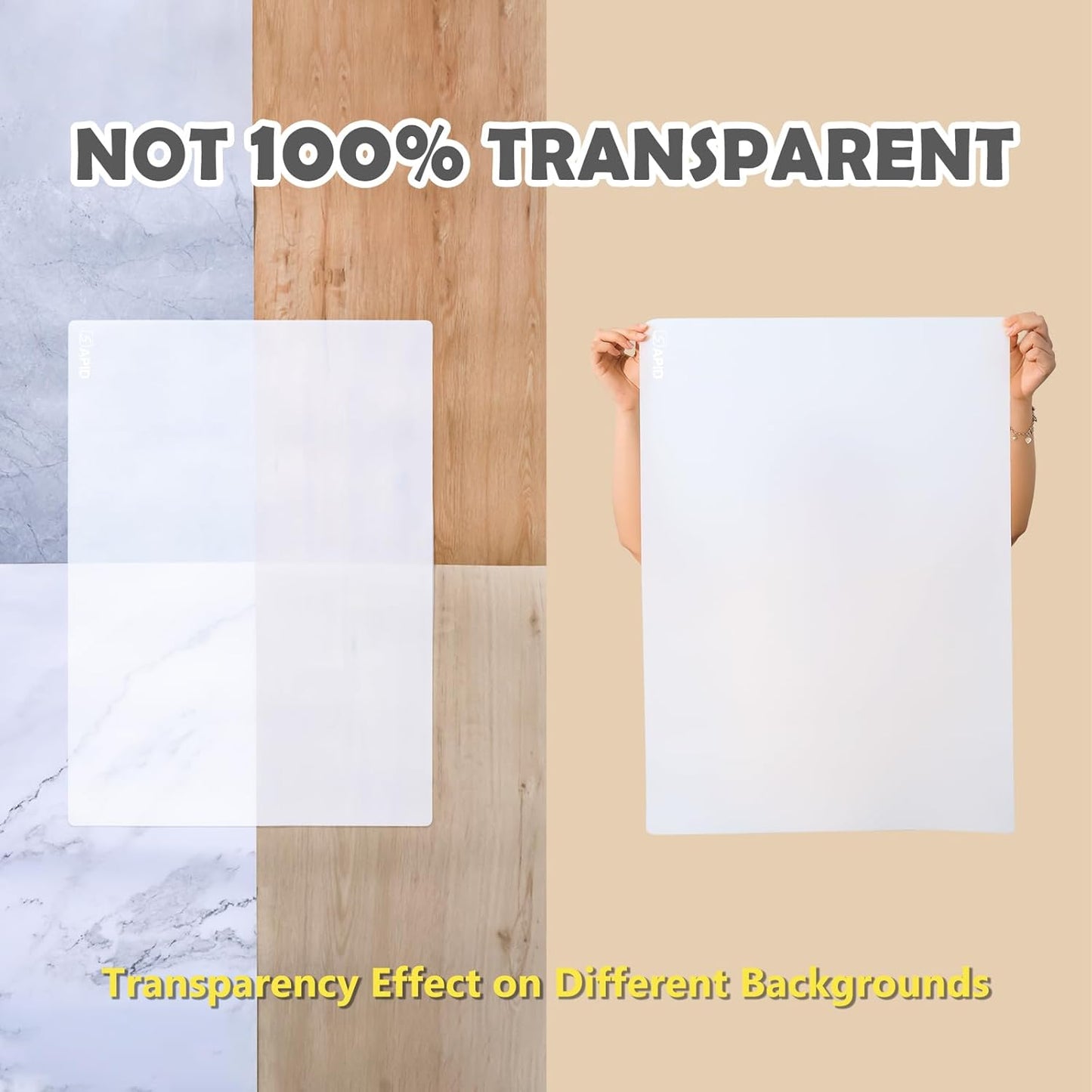 Extra Large Silicone Mat 36" x 24" Place Mats, Heat Resistant Mat for Kitchen Countertop Protector, Thick Placemats Washable Silicone Mats for Kitchen Counter Mat Dining Table Mat, Translucent, Sapid