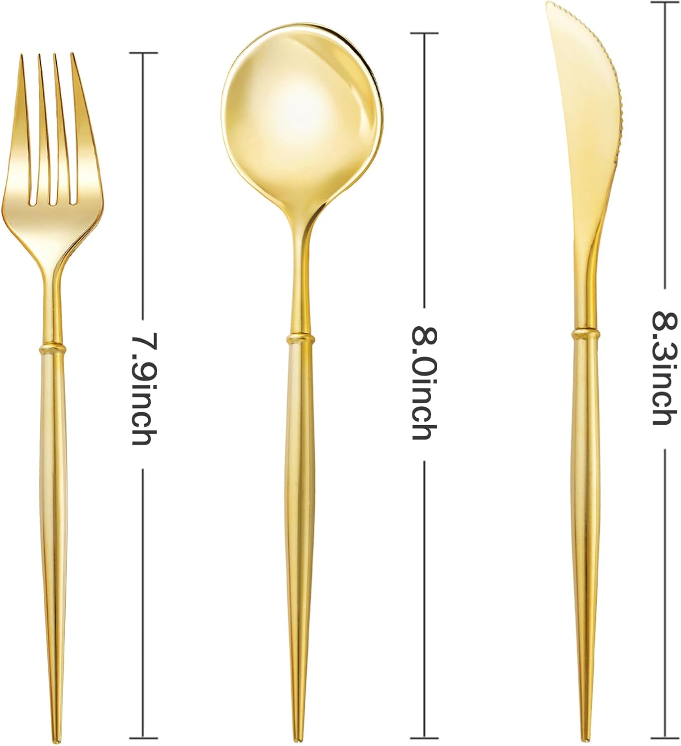 N9R 90PCS Gold Plastic Silverware, Gold Disposable Utensils, Gold Silverware Disposable, Disposable Cutlery includes: 30 Knives, 30 Forks, and 30 Spoons for Party, Birthday, Wedding