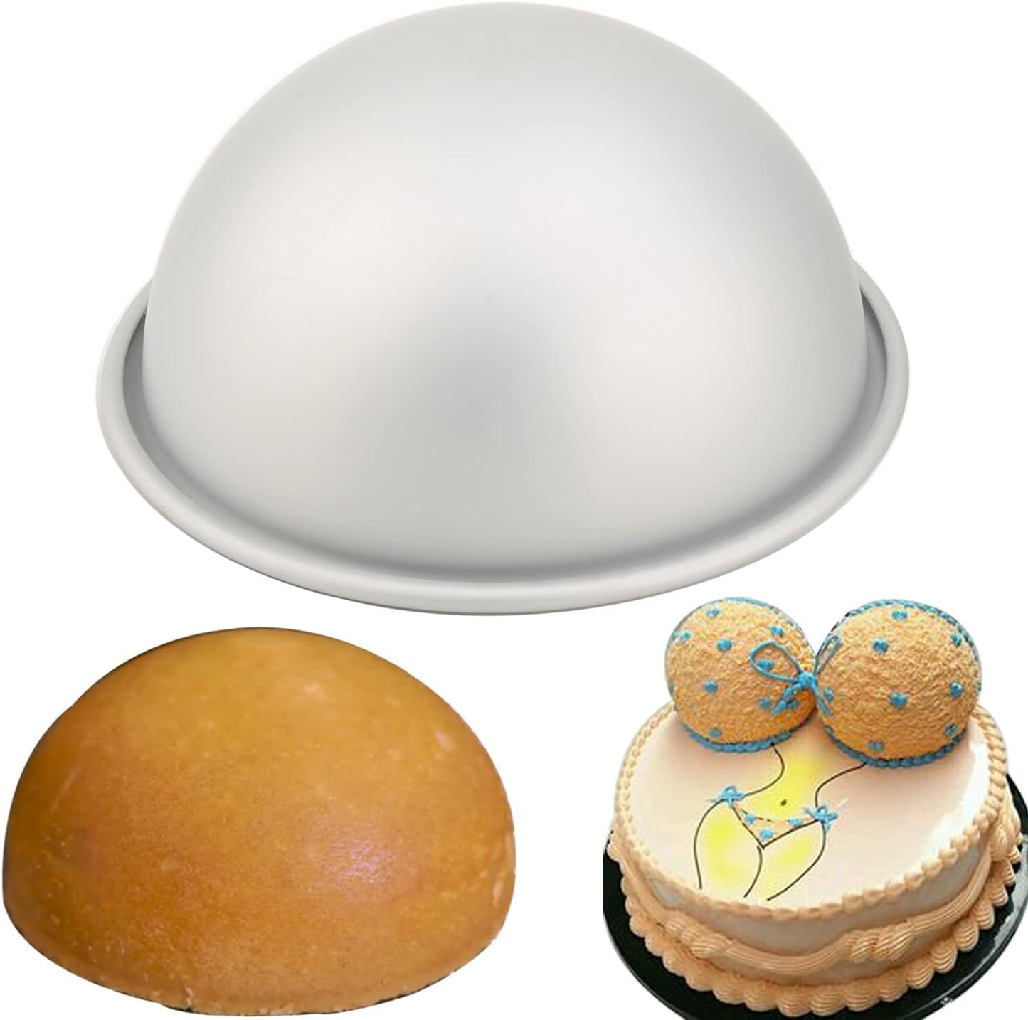 7-Inch Aluminum Hemisphere Cake Pan Half Football Sphere Bath Bomb Cake Pan Baking Mold Pastry Mould