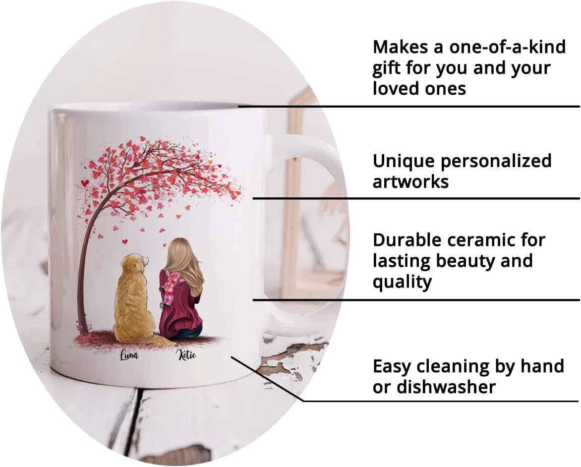 Gossby Personalized Dog Mom Mug - Life is Better with a (Girl Pink Tree) 11oz, 15oz Ceramic Coffee Names, Breeds Customized Gifts for Women Lovers, Owners (GBMUG146VAR301)