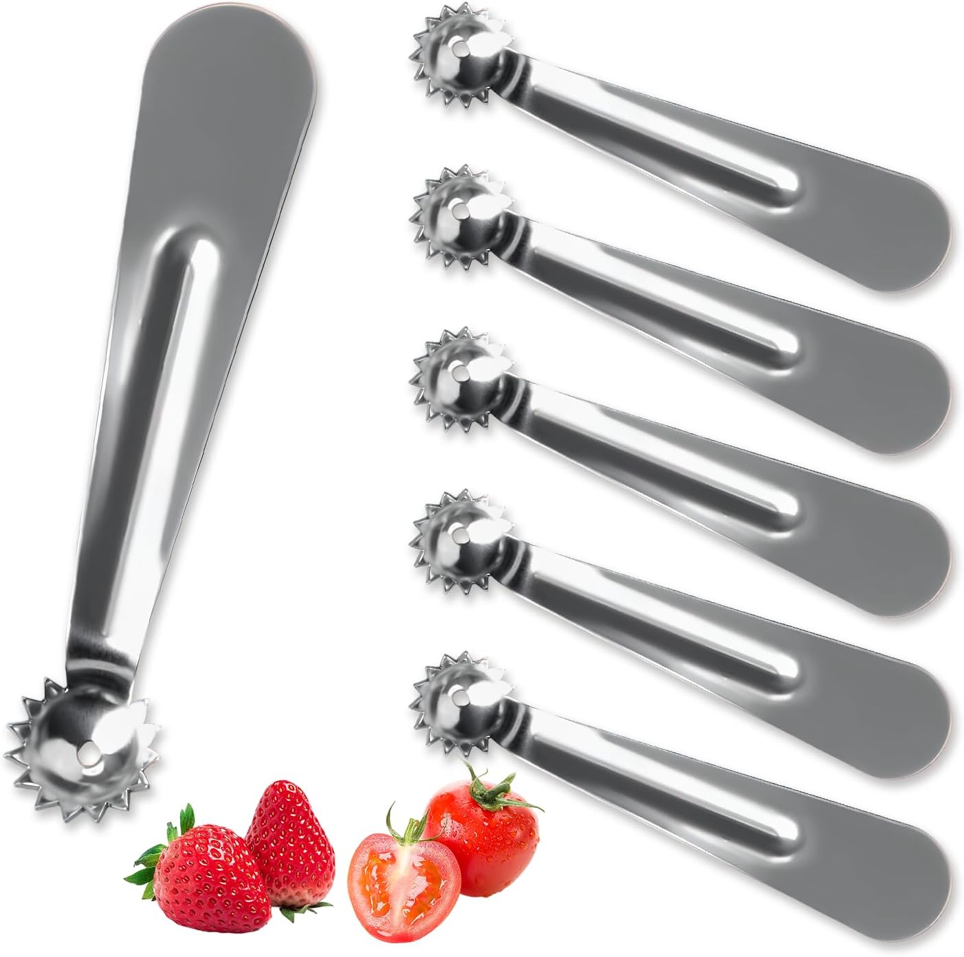 6 PCS Tomato Corer Strawberry Huller Tool,Strawberry Stem Remover,Stainless Steel Fruit Stem Remover for Tomato,Vegetable and Fruit Corers,Perfect for Kitchen