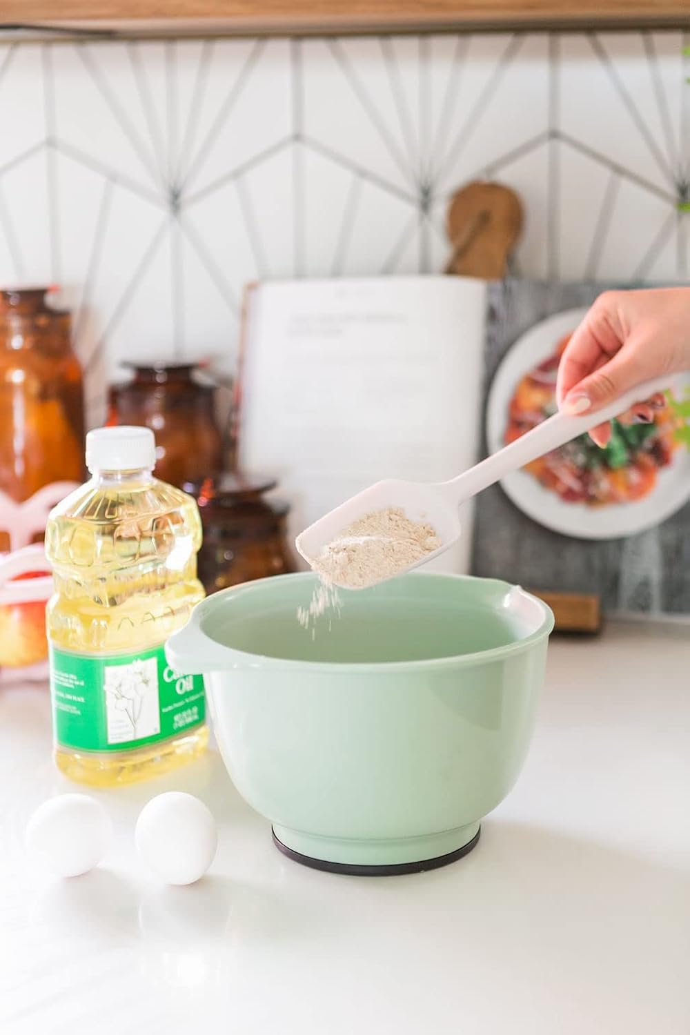 The Silicone Kitchen Improved Spatula, Skinny Spatula, Spoonula in Designer White, Silicone Spatula Set 3 Piece, Off-White