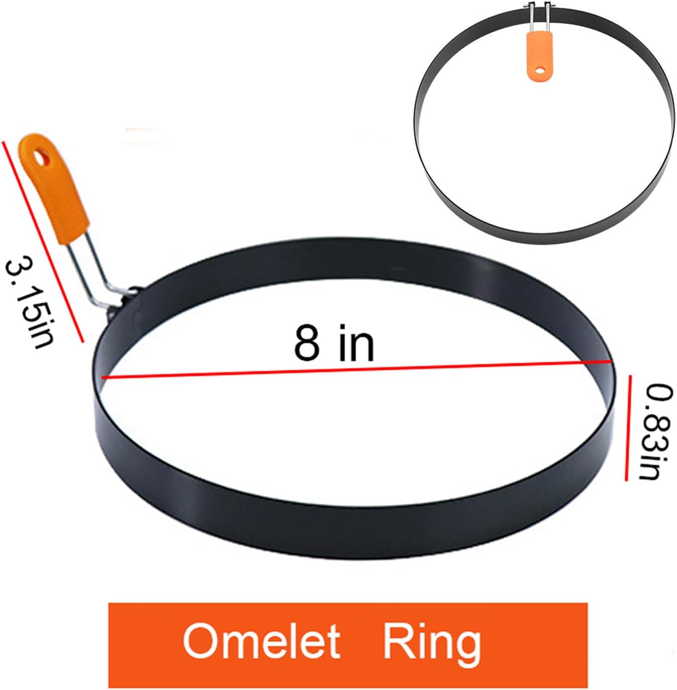 Large 2 Packs 8" Omelette Ring for Griddle,Stainless Steel 8 Inch Griddle Omelet Rings,Non-Stick Pancake Egg Ring Round Omelette Rings Omelet Mold Muffin Mold Silicone Handle