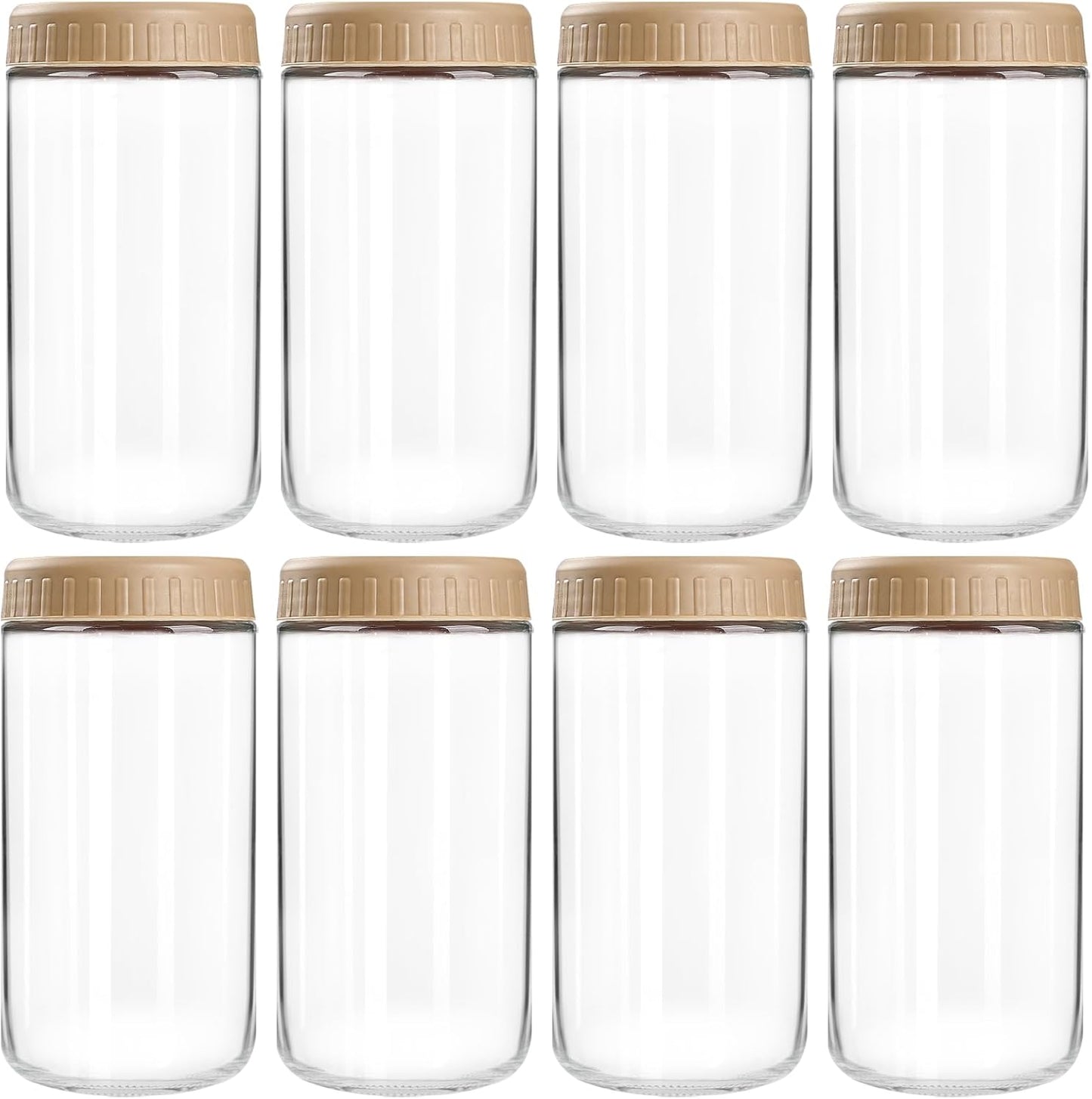 Overnight Oats Containers with Lids, 24oz Glass Jars with Lids 8 pcs, Taffy, Wide Mouth Mason jars for Salad, Yogurt, Snacks, Meal Prep