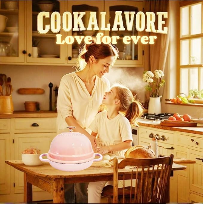 Dutch Oven for Bread Baking,6 Quart Enamel Bread Oven for Sourdough,10.5"Bread Oven with Lid,Bread Pans for Homemade Bread,Pink Thick Enamel Bread Pan-with Silicone Baking Mat&Recipe,Gifts for Family