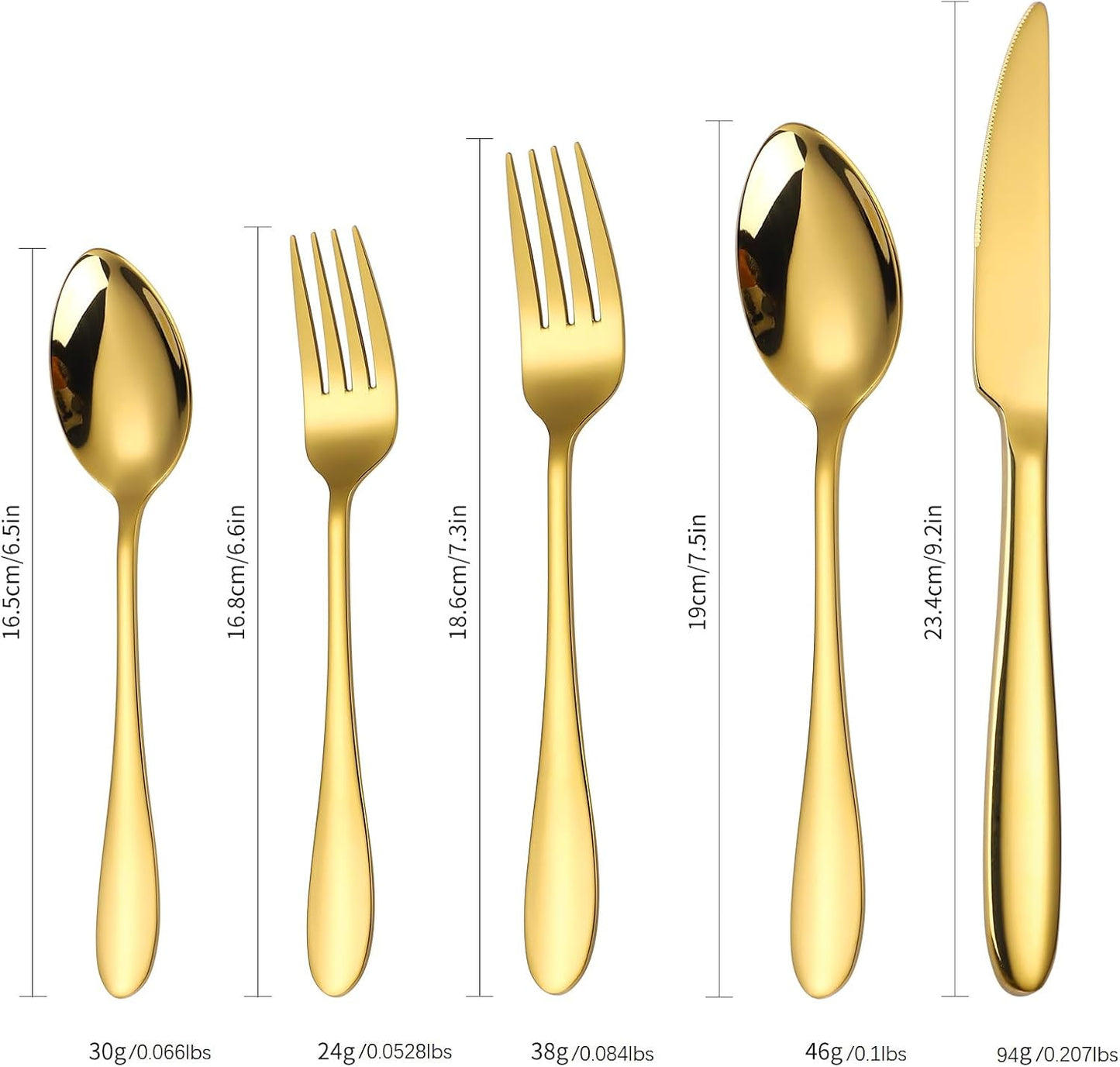 Gold Silverware Set for 8 Stainless Steel Flatware 40 Pieces Forks Knives and Spoons Heavy Utensils Thick Handle for Restaurant Parties Formal Occasions Everyday Use