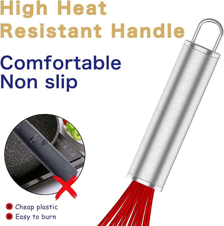 Whisk,Sturdy Stainless Steel Wires Coated in Professional Silicone,3 Pack Whisks for Cooking,Mini Whisk,Colored Balloon Egg Beater for Blending,Whisking,Beating,Stirring,Cooking,Baking (Multi)