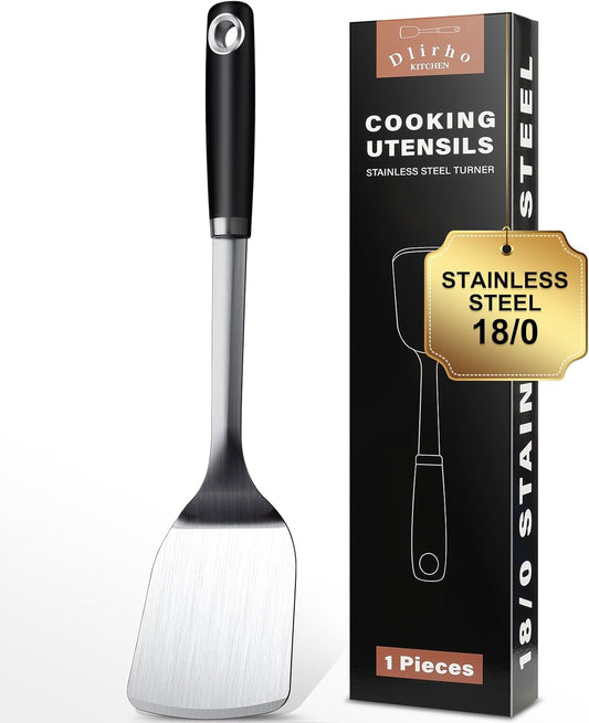 Stainless Steel Spatula Set, 1PC Heavy Duty Turner/Metal Spatula, High Heat Resistant Kitchen Cooking Utensils, Ideal Cookware for Frying Steak, Fish, Eggs or Pancakes