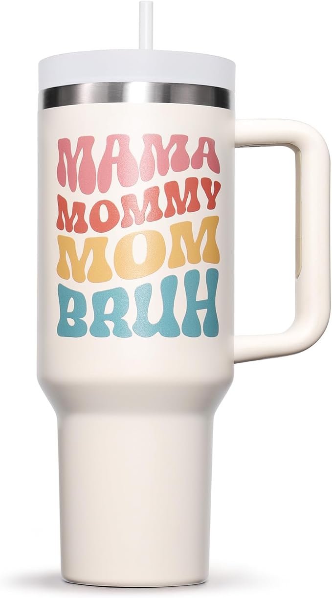 Gifts for Mom, Christmas Gifts from Daughter Son, 40 OZ Tumbler Best Birthday Gift for Mama Mother-in-Law Wife Mother Women, Mama Mommy Insulated Cup with Handle New Mom Gift for Wife from Husband