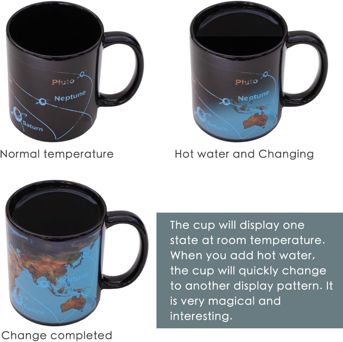 Kmiles Solar System Earth Heat Changing Mug 12 Ounce Colour Changing Magical Coffee Mug Tea Cup.