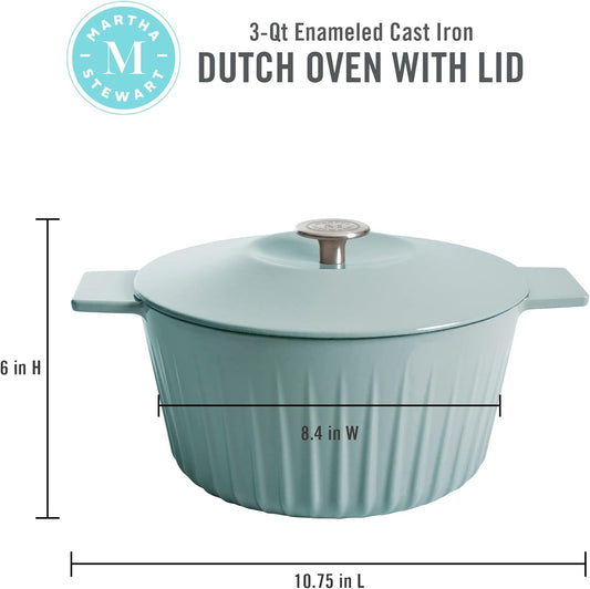Martha Stewart Eastholm 3-Quart Enameled Cast Iron Dutch Oven - Martha Blue