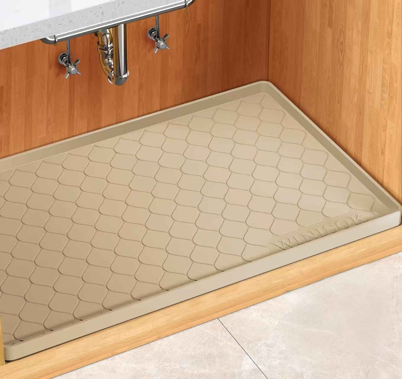 Silicone Under Sink Mat 40" x 22", kitchen Essentials and Gadgets, Shelf liner and Cabinet Protector, Home Organizers and Storage, Waterproof Bathroom Tray