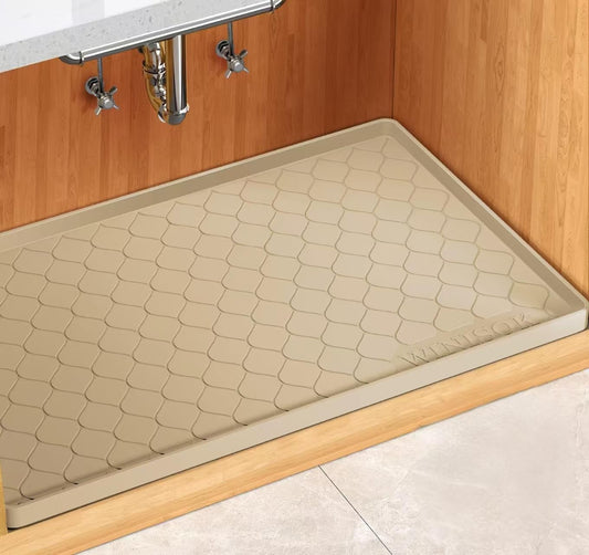 Silicone Under Sink Mat 40" x 19", Kitchen Essentials and Gadgets, Shelf Liner and Cabinet Protector, Home Organizers and Storage, Waterproof Bathroom Tray
