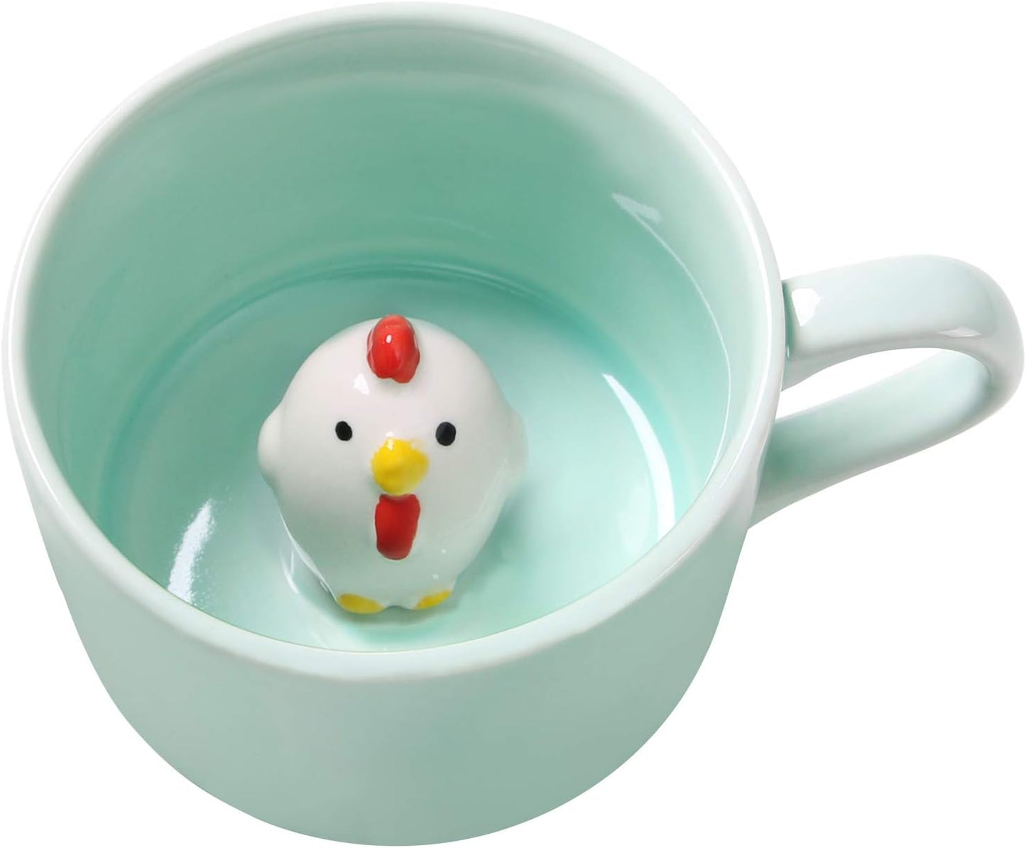 Surprise 3D Coffee Mug Animal Inside 8 oz with Chick,Cute Cartoon Handmade Ceramics Cup,Christmas Birthday Surprise for Friends Family or Kids (Chick)