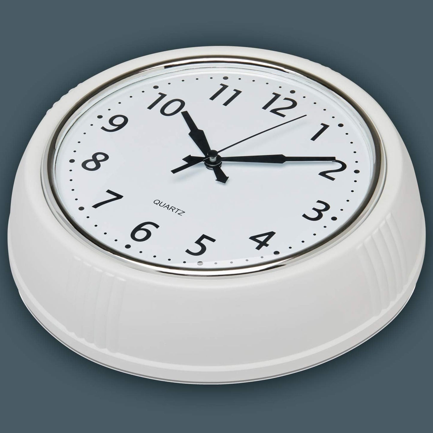 Bernhard Products Retro Wall Clock 12 Inch White Kitchen 50's Vintage Design Round Silent Non-Ticking Quality Quartz Clock for Home Office Nursery Bathroom Classroom Easy to Read